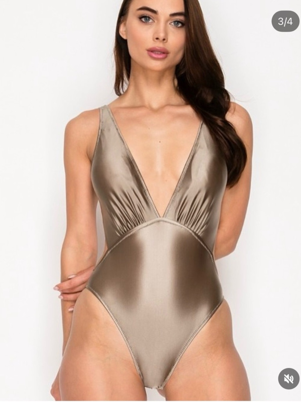Yira one-piece swimsuit in a metallic gold liquid look size Small